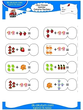 Çocuklar İçin toplam işlemi yaprak testleri 